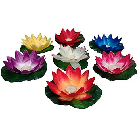 10 farolillos de agua con flor de loto y velas de té Cover