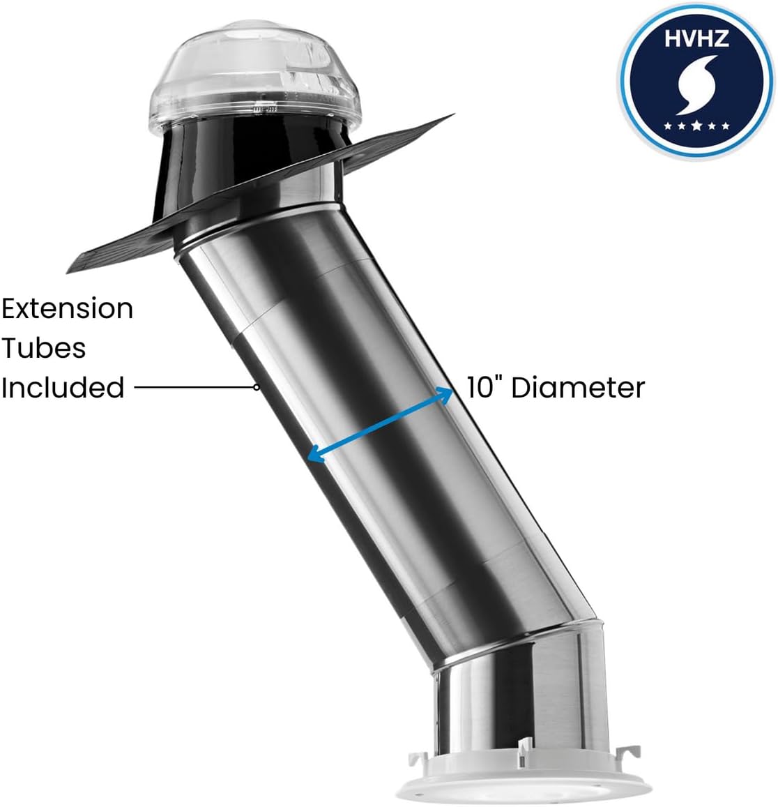 Solatube® 160 DS 10-inch HVHZ Tubular Skylight Kit – Hurricane Zone Certified for High-Velocity Winds – Includes Pitched Roof Flashing & Extension Tubes – Bathrooms & Hallways
