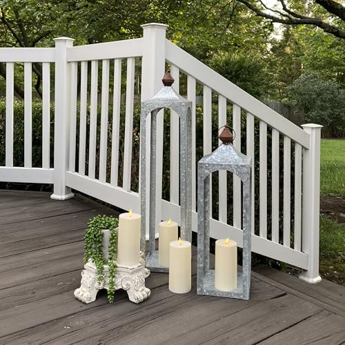 Image of LampLust Outdoor Flameless Candles Waterproof, 4 Pack, 3x6 Ivory Pillar Candles Set, LED Candles Flickering with Remote & Timer Included, Battery Operated, Outdoor Candles for Lanterns or Patio Decor
