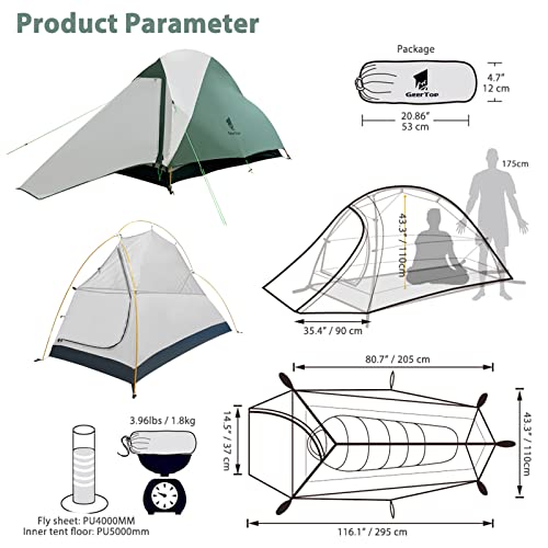Geertop Ultralight 1 Person Tent For Backpacking Single Man Tent 4 Season Waterproof Backpack Solo Tent For Camping Hiking Outdoor Survival Travel #TOP4