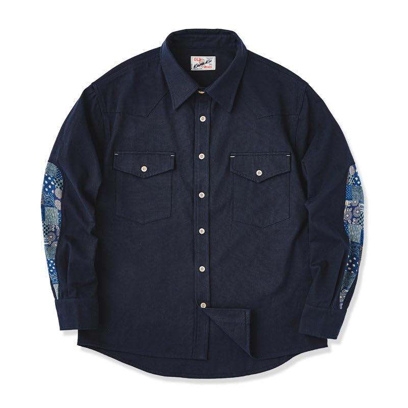 極美品　河谷シャツ　ボタンダウン　パッチワークシャツ　モノトーン　チェック柄　M 隠しボタンダウンカラーシャツ／長袖／ノンアイロン