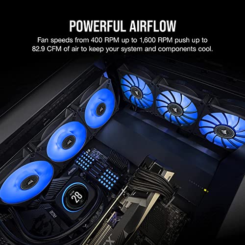 Image of CORSAIR ML140 LED Elite, 140mm Magnetic Levitation Blue LED Fan with AirGuide, Single Pack,Black