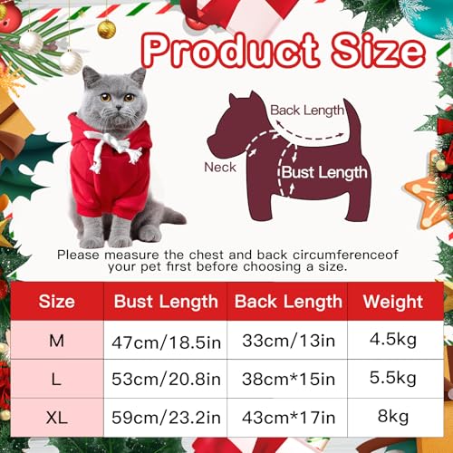 Hunde Weihnachtskostüm, Hundekostüm Weihnachten, Hundemantel für 4.5-8kg Groß Mittel Große Hundebekleidung Weihnachtsmütze, Weihnachtsmann Rentier Kostüm für Hunde, Weihnachtspullover Haustier Hoodie