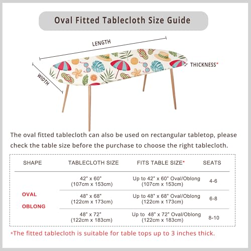 Sofits Summer Non Slip Wrinkle Resistant Fitted Oval Tablecloth 42x60 Inch - Beach Umbrella and Flip-Flops Spandex Table Cover for Home Dining Room Table Cloths by Sofits - Used condition - Image 7