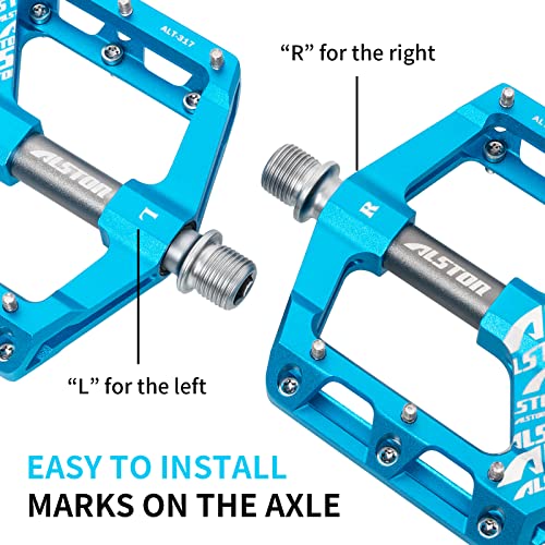 Alston Non-Slip Mountain Bike Pedals,Ultra Strong Colorful Cr-Mo Cnc Machined 9/16" 3 Sealed Bearings For Road Bmx Mtb Fixie Bikes #TOP3