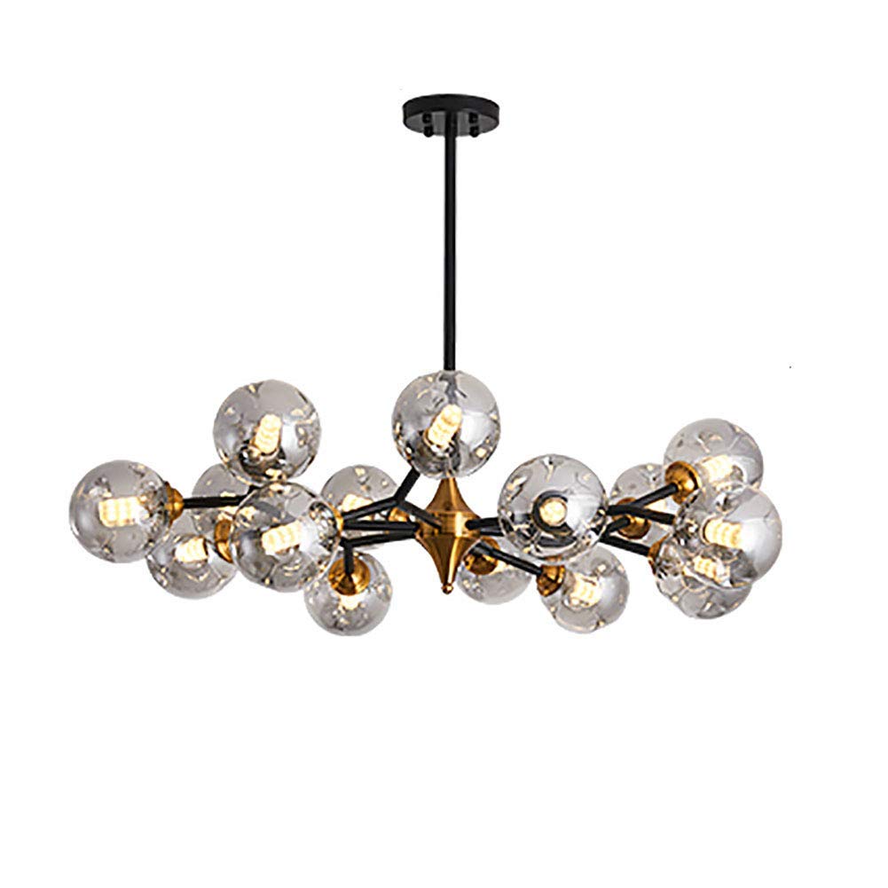 LYMSXAZOU Mid Century Chandelier 15 Adjustable Arms Industrial Ceiling Light Fixture Vintage Smoke Gray Design for Living Room Dining and Hallway Lighting