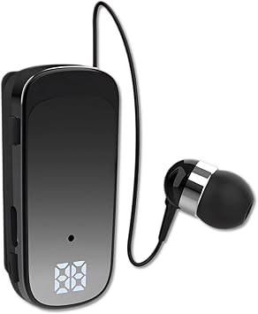 Clip On Bluetooth Earphones, Retractable Bluetooth Headphones, Collar Clip Headsets LED Battery Display, Fast Earpiece v5.2 with Microphone Handsfree for Cell