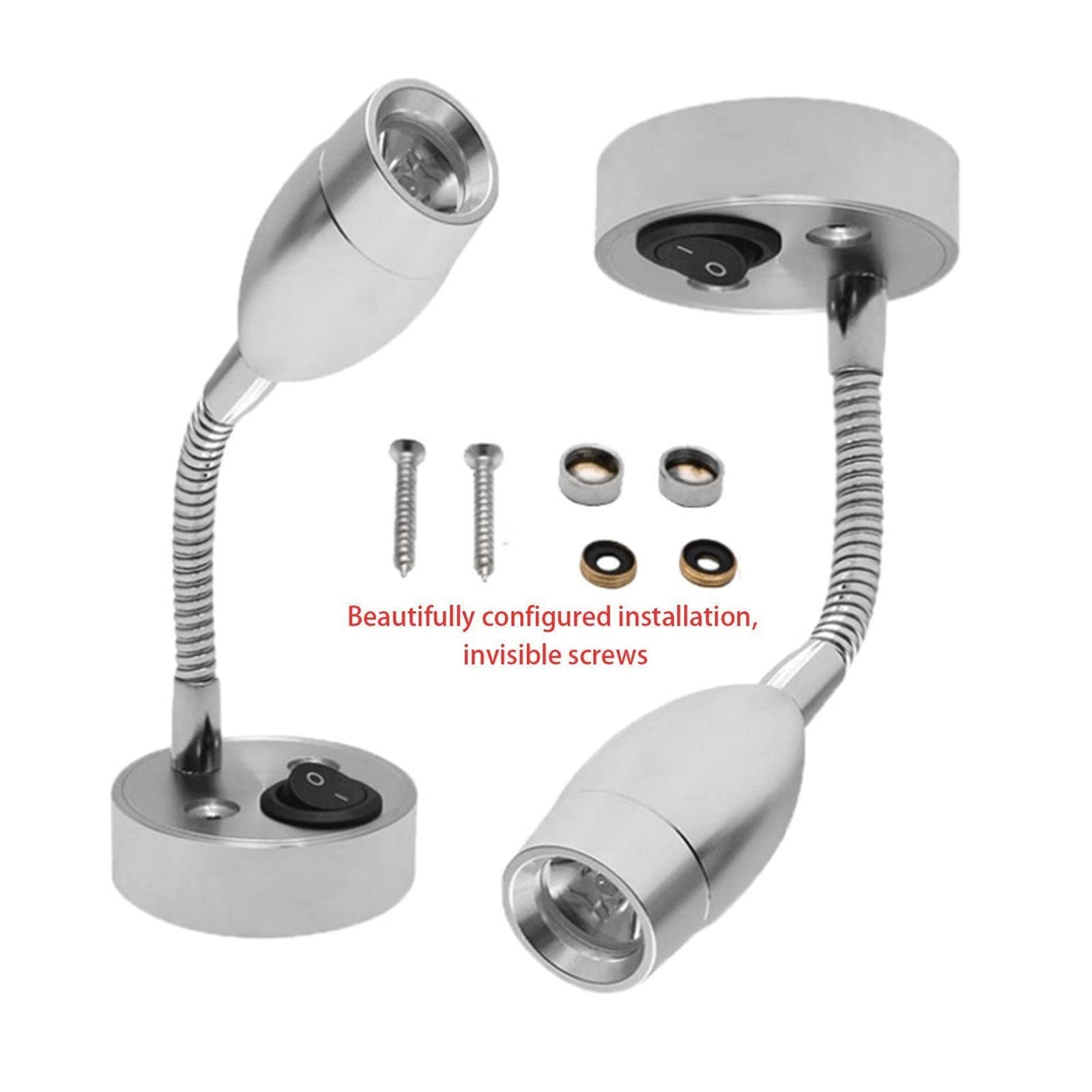 24 V/12 V RV Illuminazione LED Luce del Punto Caldo Car Interior Yacht Lampada Da Lettura A Led Interruttore Camper for Van Caravan VAN Barca,Risparmio di spazio compatto(C)