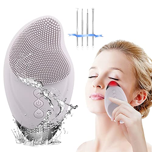 Silicone Facial Cleansing Brush, Rechargeable 5 Speed Face Cleansing Brush Sonic, Waterproof Face Wash Brush, for Deep Cleaning | Exfoliating | Blackhead Remove kit Included (S)