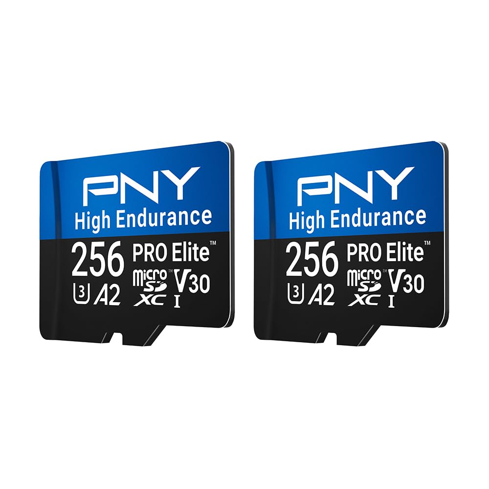 PNY 2X 256GB Pro Elite High Endurance C10 U3 V30 A2 microSDXC Carte Mémoire