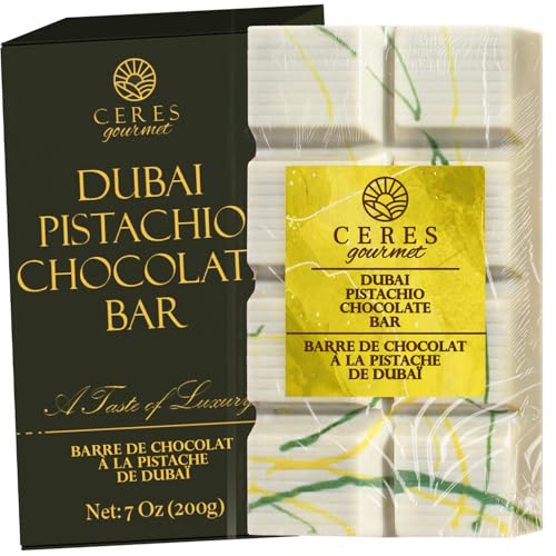 Dubai Chocolate Kunafa Pistachio Bar 7oz | Famous White Chocolate Kunafe Bar | Crispy Kunafe with Pistachio Paste | Gift Idea for All Occasions | Luxurious White Chocolate Kunafa Gift