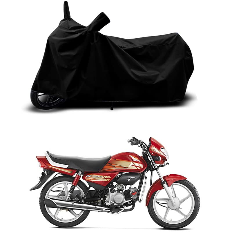 Image of 100% Scratchproof /UV-Rays /Heat Protection /Birds Dropping /Water Resistant /Dust Proof /Waterproof /Full Bike Scooty Two Wheeler Body Cover Compatible for HF Deluxe Kick All Varients[Black]