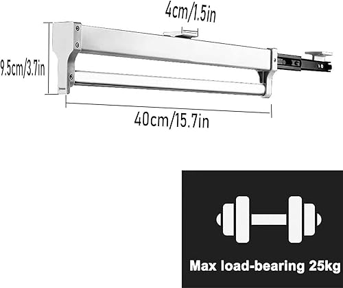 Miniatura 2 de Riel de ropa extensible con pista deslizante,Estante organizador de armario para pantalonesabrigosbufandas (tamaño 15.7 in)
