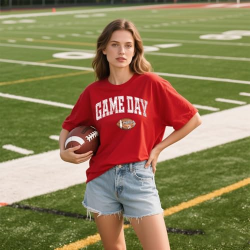 Game Day Shirt Women Oversized Football Shirts Coquette Bow Tshirt Causal Short Sleeve Tee Tops2