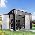 Aoxun 9.5'x7.5' Shed Outdoor Storage Shed with Triple Lockable Door Metal Storage Cabinet with Slopping Roof for Tools Bicycles Storage for Garden, Patio, Courtyard