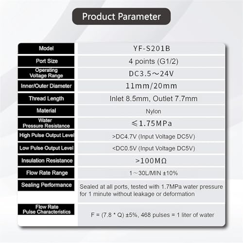 Capteur de débit d'eau YF-S201 vanne G1 pour compteur de flux - 4