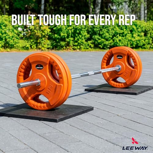 Image of LEEWAY Color Rubber Weight Plates (2.5kg x 2) | 31mm Dia | Rubber Coated Metal Integrated Weights For Barbell Rod | Standard Rod Compatible Dumbbell Spare Gym Weight Plates for Home Gym Equipment Workout (2.5kg Pair (2.5X2))