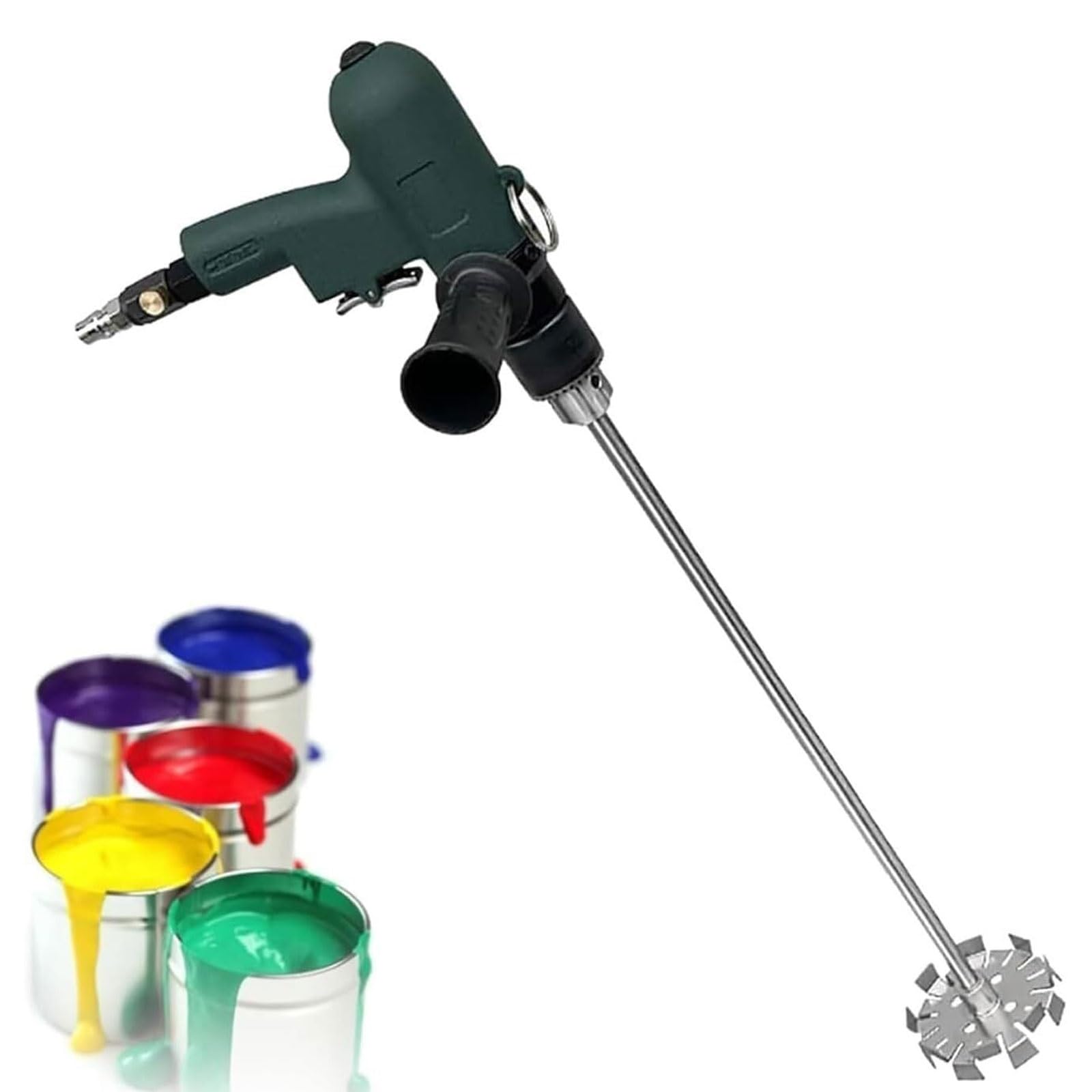 Agitateur de peinture pneumatique portable avec tige inox de 60cm et vitesse réglable 1800 tr/min
