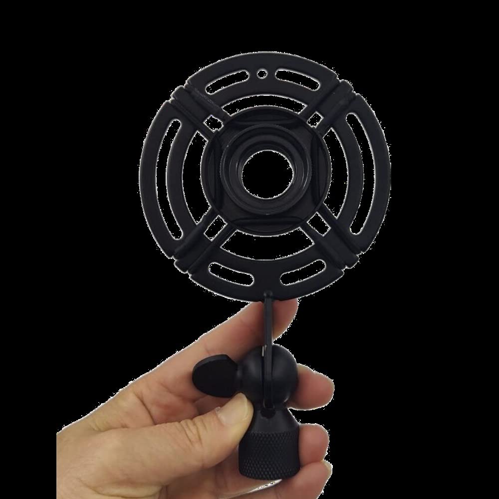 Supporto per microfono a vite portatile in metallo nero opaco supporto per microfono anti-vibrazione