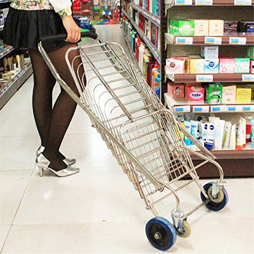 HYY-YY Einkaufstrolley, flach, zusammenklappbar, mit 360° drehbaren Schwenkrädern, robust, leicht, extra groß, leicht – Bild 6
