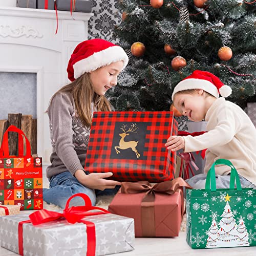 YANGTE 20 Pack Christmas Gift Bags Assorted Sizes, Reusable Tote Bags with Handle, Includes 4 Large 8 Medium 8 Small Non-Woven Christmas Bags for Xmas Party Favors - image 5