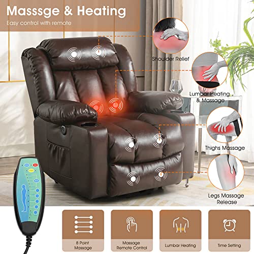 Ashomeli Large Power Lift Recliner Chair For Elderly With Massage And Heating Function (Brown) #TOP2