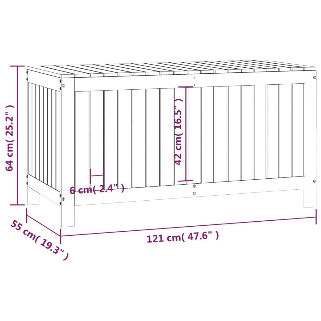 Baúl de jardín blanco de madera de pino maciza, 121 x 55 x 64 cm, con muelle de gas, espacio para herramientas de jardín, caja de cojines, caja de almacenamiento, caja de terraza, caja de