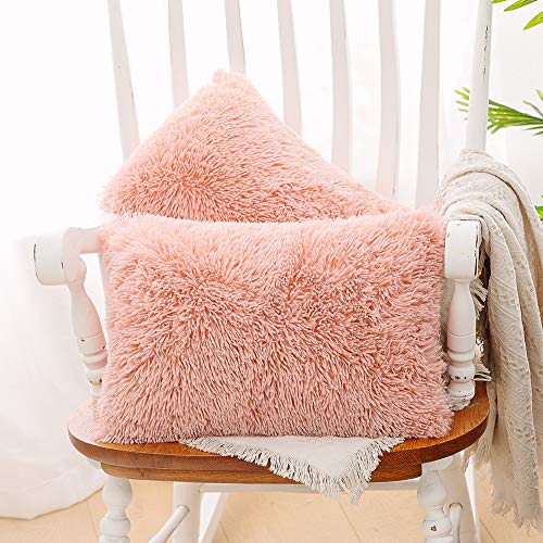 Image of Lumbar Faux Fur Throw Pillow Covers for Couch Decorative Pillows 12x20