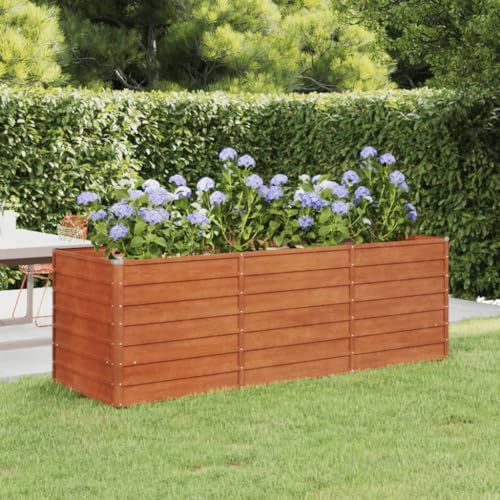 FUDUGEHMIOFWFJJ hochbeet Kunststoff,hochteich,pflanzkasten,Hochbeet Rostig 240x80x77 cm CortenstahlGeeignet für Garten, Terrasse,...