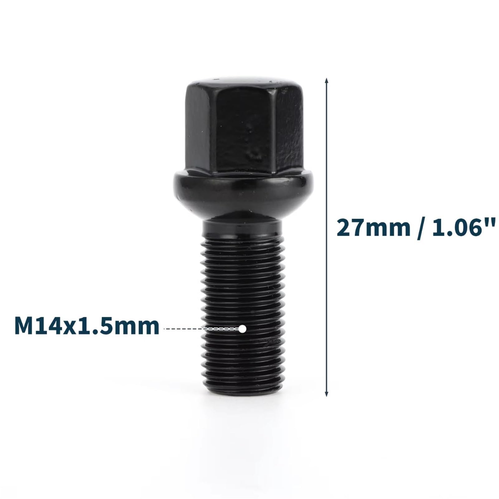 Compatibile con 10 pezzi M14x1.5 Ruota a sfera Lug Bullone Ruota in acciaio legato Lug Studs 27mm Shank Ruota Acciaio Lug Bulloni Dado ruota Auto Bulloni Cerchi
