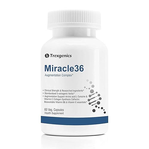 A.K. Trexgenics MIRACLE36 Complejo de Aumento Avanzado de 750 mg con 5 hierbas estrogénicas estandarizadas + Aminoácido Tirosina y Vitaminas
