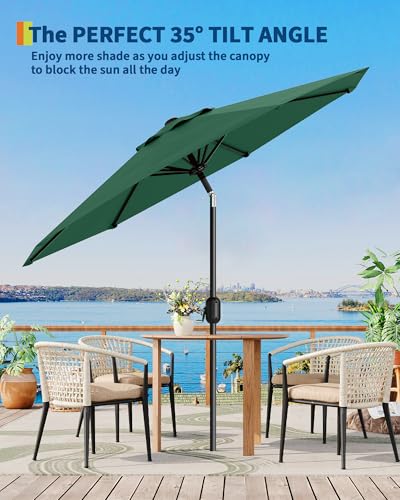 7.5FT Outdoor Patio Umbrella, Outdoor Table Umbrella, Market Umbrella With Push Button Tilt and Crank, 6 Sturdy Ribs UV Protection Waterproof for Garden, Deck, Backyard, Pool,Navy Blue