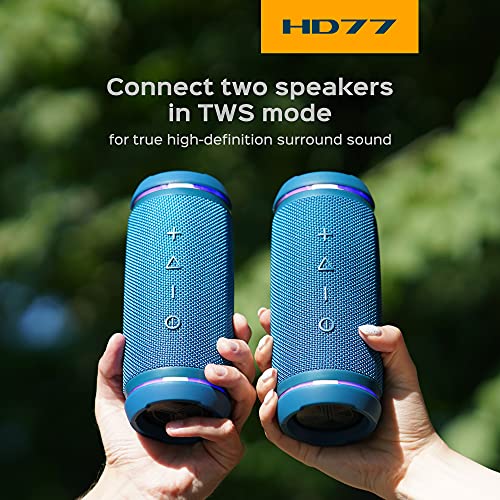 Treblab Hd77 Blue - Bluetooth Portable Speaker - 360° Hd Surround Sound - Wireless Dual Pairing - 30W Of Stereo Sound - Dualbass Technology - Ipx6 Waterproof Design With Up To 20H Of Run Time #TOP5