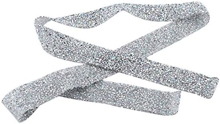 Walfront Glitter Tape Sparkle Tape 3cm Wide Shiny Masking Rhinestone Tape Sticky Adhesive DIY Tape, Crafts Gift Tape for School Office Home Decoration and Kid Projects (Silver)