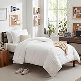CozyLux Twin Comforter Set with Sheets 5 Pieces, White Seersucker Textured Bed in a...