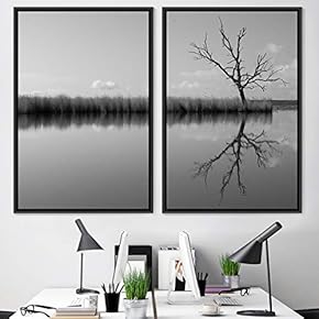 signwin 2 Piece Framed Canvas Wall Art Black...