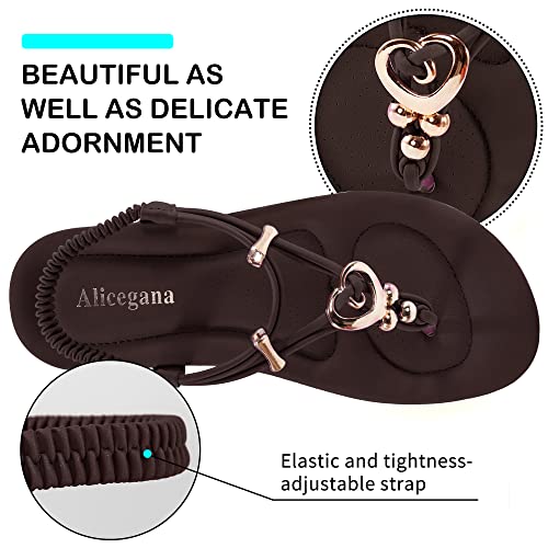 Image of Alicegana Women's Summer Sandals Bohemian Beaded Ankle Walking Strap Casual Flip Flops Ladies Sexy Flats Comfortable Shoes