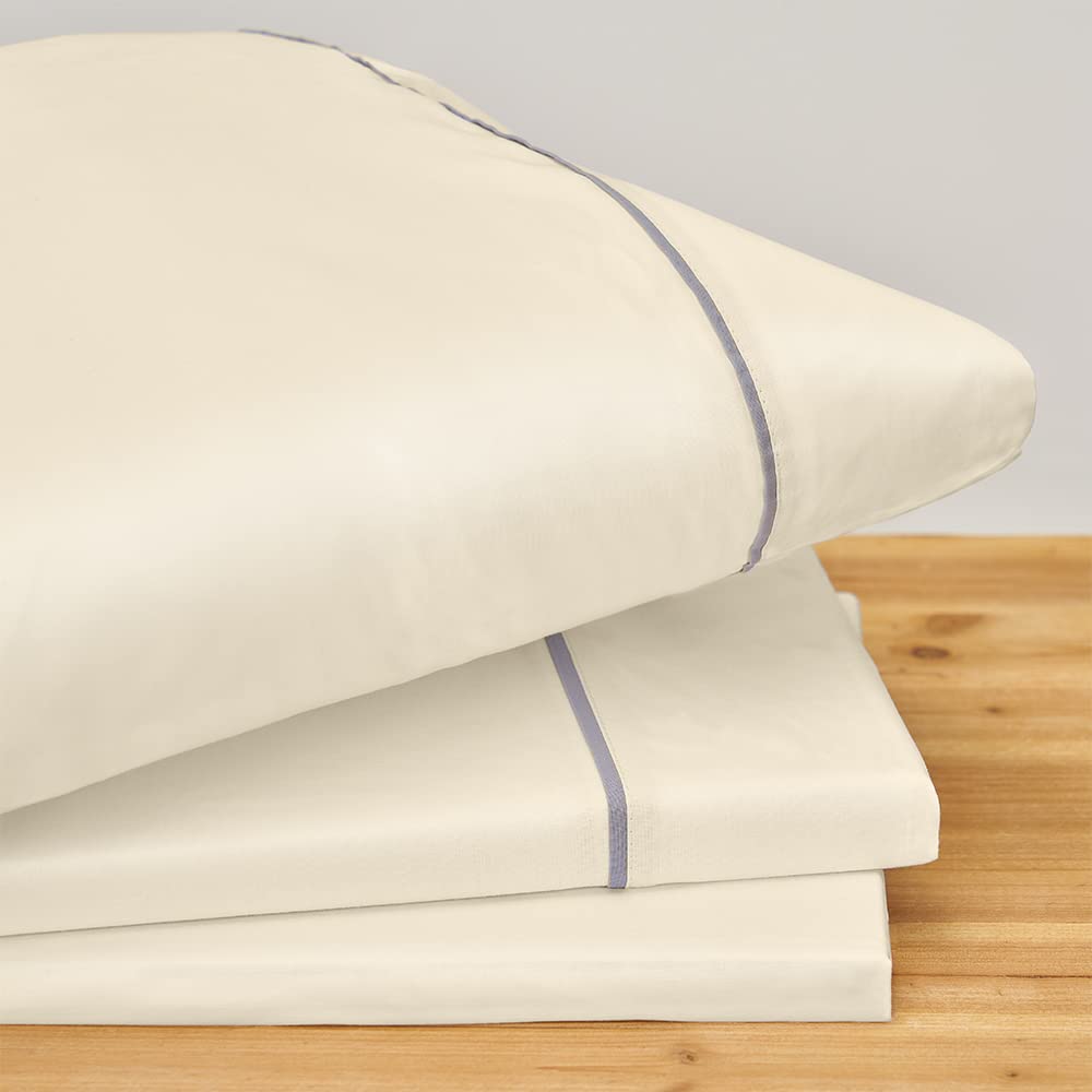 DECASATEXTIL- Juego de sabanas 100% Algodón Percal de 200hilos – Algodón Mercerizado de Alta Densidad – Suaves y cómodas para un Descanso de Calidad. (Cama 150x190/200cm, Natural)