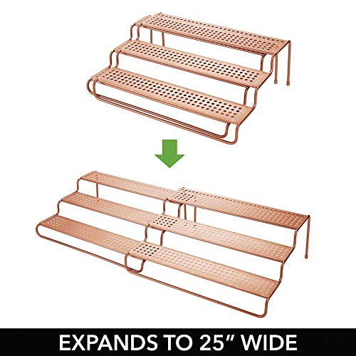 Mdesign Adjustable, Expandable Metal Wire Kitchen Spice Rack - Storage Organizer Holder For Cabinet, Cupboard, Pantry, Or Countertop - 3 Levels - Up To 25" Wide - Concerto Collection - Copper #TOP16
