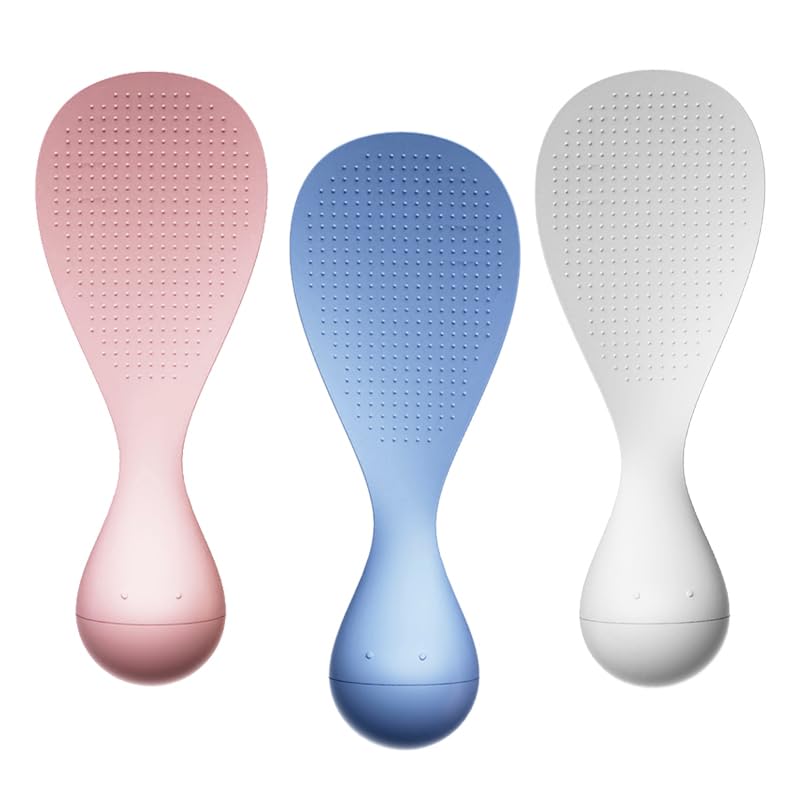 Creative Tumbler Anti-Stick Rice Spoon, 2025 New Tumbler Rice Spoon Tumbler Rice Spatula, Non-Stick Rice Standing Tumbler Rice Spoon, Standable and Easy to Clean, Kitchen Gadgets (3, White+Pink+Blue)