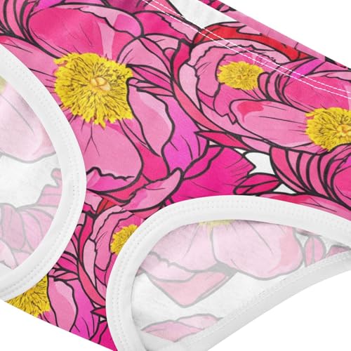 Pink Peony Flowers White Girls Underwear Toddler 2t Cotton Cute Panties Girl Bright Underpants Briefs4