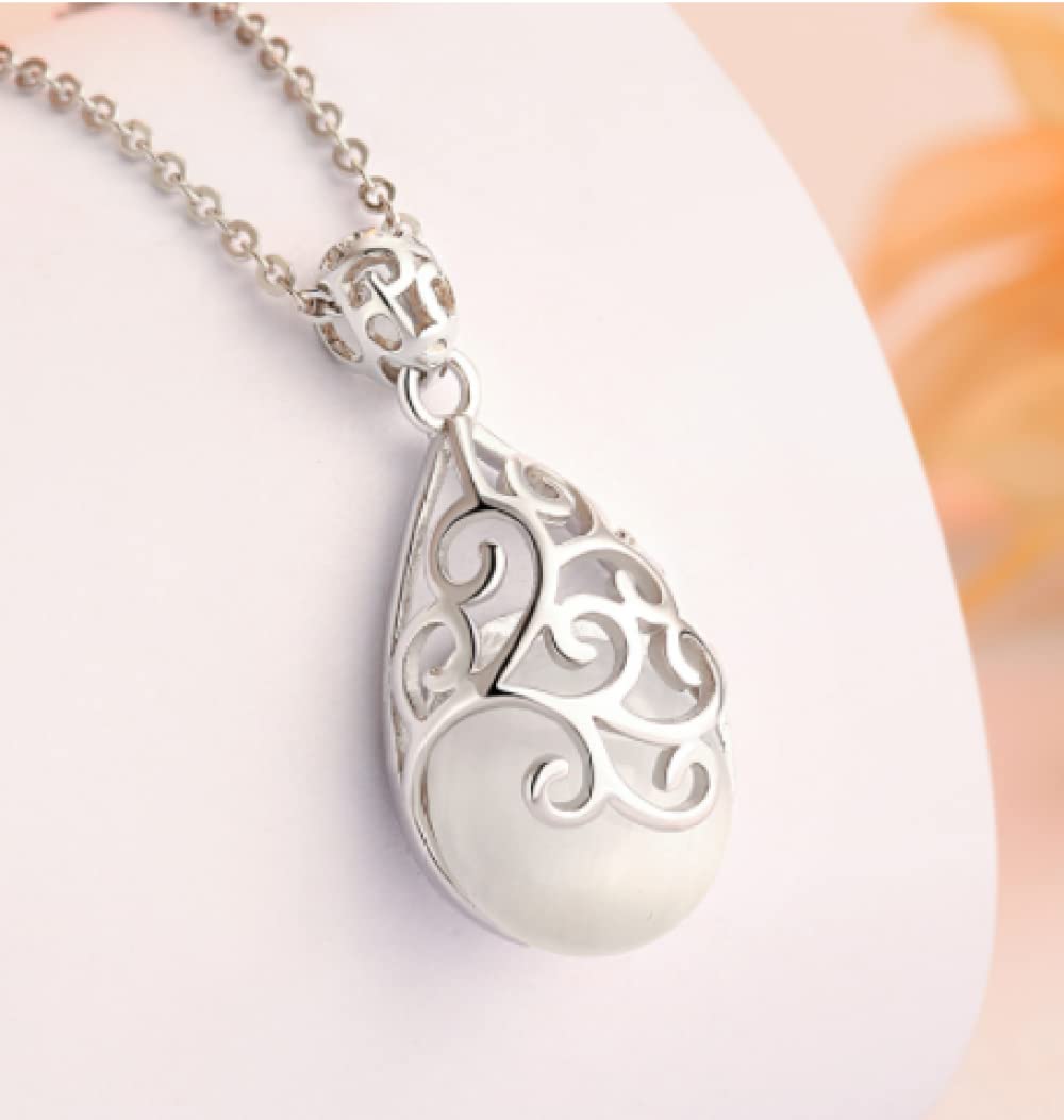 ZH1YFD Silber Halskette für Frauen, Drop Halskette für Frauen S925 Sterling Silber Openwork Vintage Tränenkristallkristall Halskette zierlich Trendige Halskette Halskette Böhmen Böhmen Schmuck für