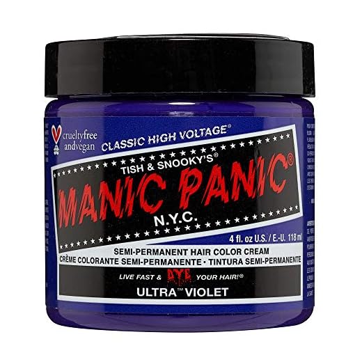 Manic Panic Ultra Violet Classic Creme, coloración semipermanente para el cabello morado, vegana y sin crueldad animal, 118 ml