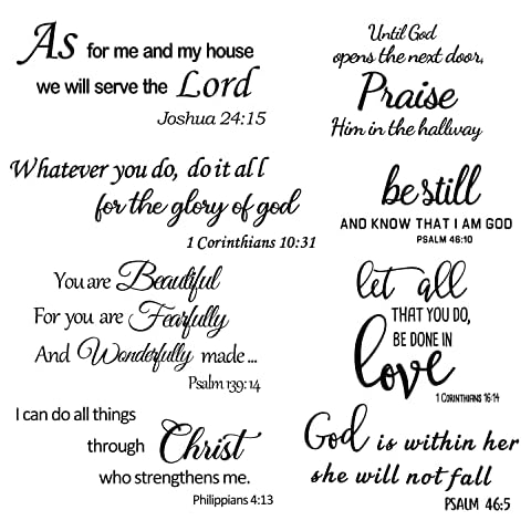 Bible Verse Wall Decals Inspirational Wall Decals Quotes Christian Scripture Religious Wall Stickers Peel and Stick Motivational Decal Postive Saying Wall Stickers for Women Family Home Bedroom Decor Cover