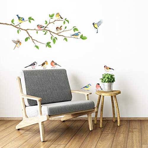 Decowall Dwl-1804N Garden Birds On Tree Branch Kids Wall Stickers Wall Decals Peel And Stick Removable Wall Stickers For Kids Nursery Bedroom Living Room Décor #TOP7