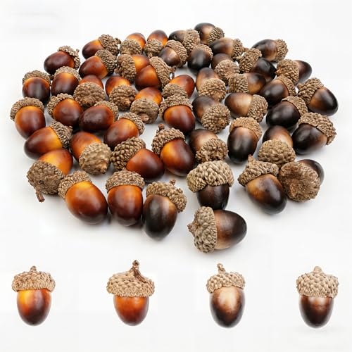 50Pcs Fake Acorns for Crafts Mini Faux Artificial Acorns for Vase Filler Home Festival Decorations Craft Supplies