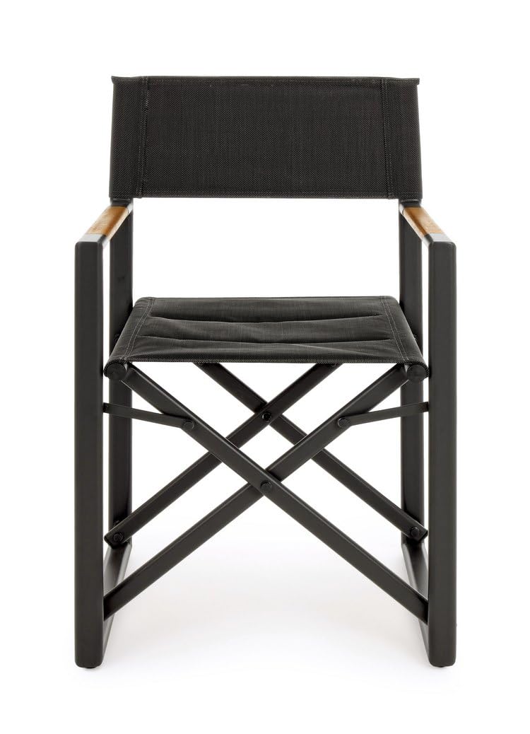 KONTE.DESIGN Set di 2 sedie regista LAGUN in alluminio antracite e textilene grigio scuro, pieghevoli