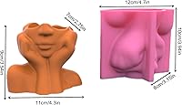 Vista 2 de Molde de silicona para maceta de cara abstracta, jarrón para suculentas, jarrón, yeso, molde para concreto, soporte para velas, molde de resina