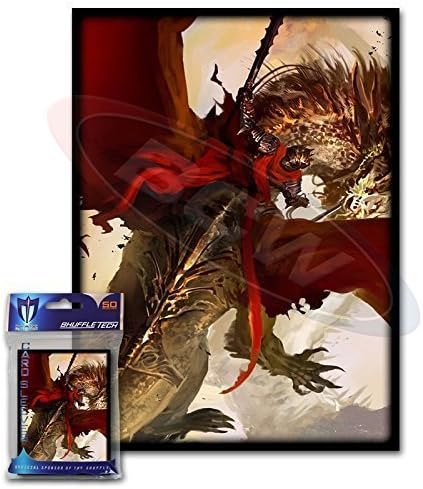 (50) Max Protection Crimson Rider Design Large Gaming Trading Card Protector Sleeves