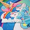 FUYEUN Unicorn Bedding Twin Size Rainbow Unicorn Comforter Set for Girls Kids Children Boys Bedroom Cartoon Light Blue Unicorn Quilt 1 Comforter + 1 Pillowcase #4